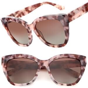 Pink Demi Tortoise Frame Gradient Brown Lens Oversized Square Cat Eye Sunglasses
